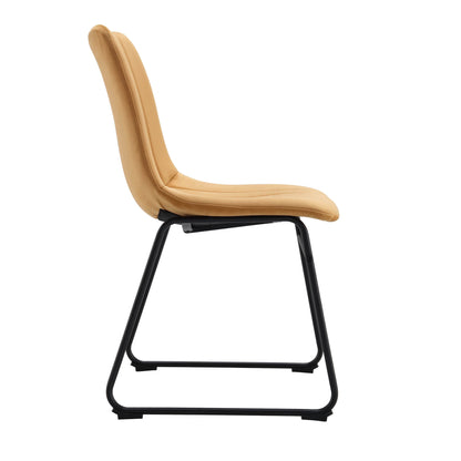 Ensemble de 2 chaises de salle à manger cannelées en velours jaune moutarde Sutton avec cadre en métal