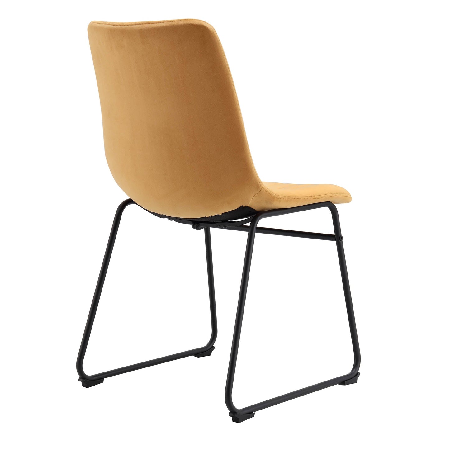 Ensemble de 2 chaises de salle à manger cannelées en velours jaune moutarde Sutton avec cadre en métal