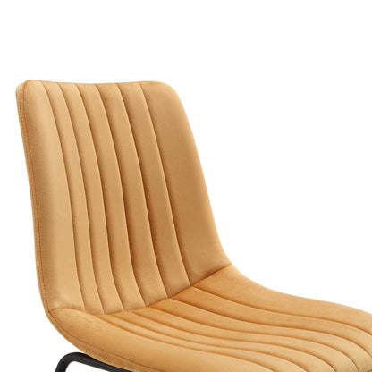 Ensemble de 2 chaises de salle à manger cannelées en velours jaune moutarde Sutton avec cadre en métal