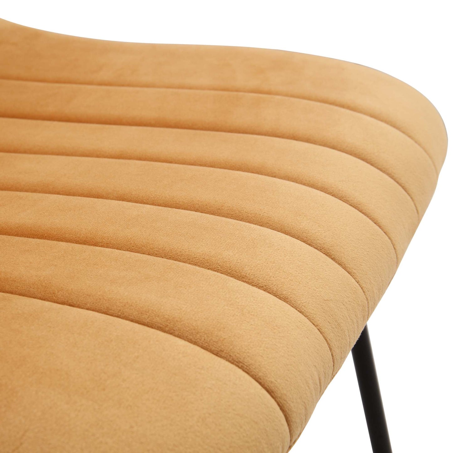 Ensemble de 2 chaises de salle à manger cannelées en velours jaune moutarde Sutton avec cadre en métal