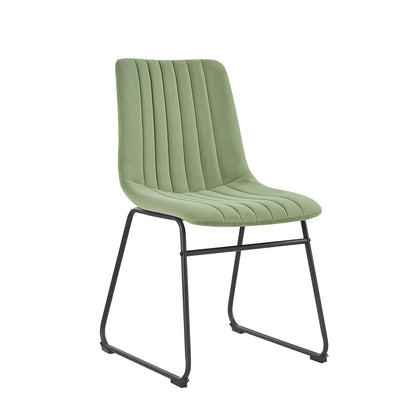 Ensemble de 2 chaises de salle à manger cannelées en velours vert sauge Sutton avec cadre en métal