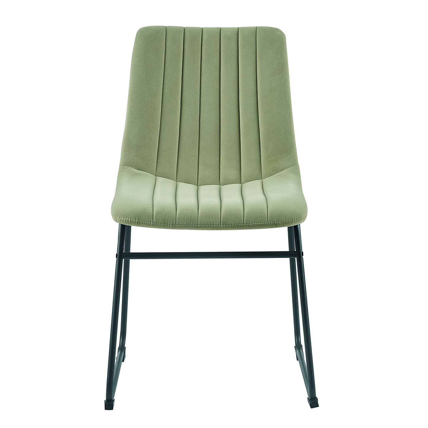 Ensemble de 2 chaises de salle à manger cannelées en velours vert sauge Sutton avec cadre en métal