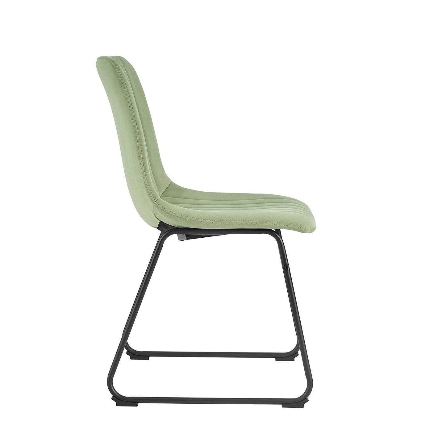 Ensemble de 2 chaises de salle à manger cannelées en velours vert sauge Sutton avec cadre en métal