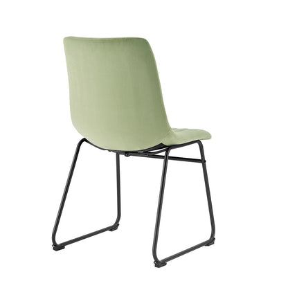 Ensemble de 2 chaises de salle à manger cannelées en velours vert sauge Sutton avec cadre en métal