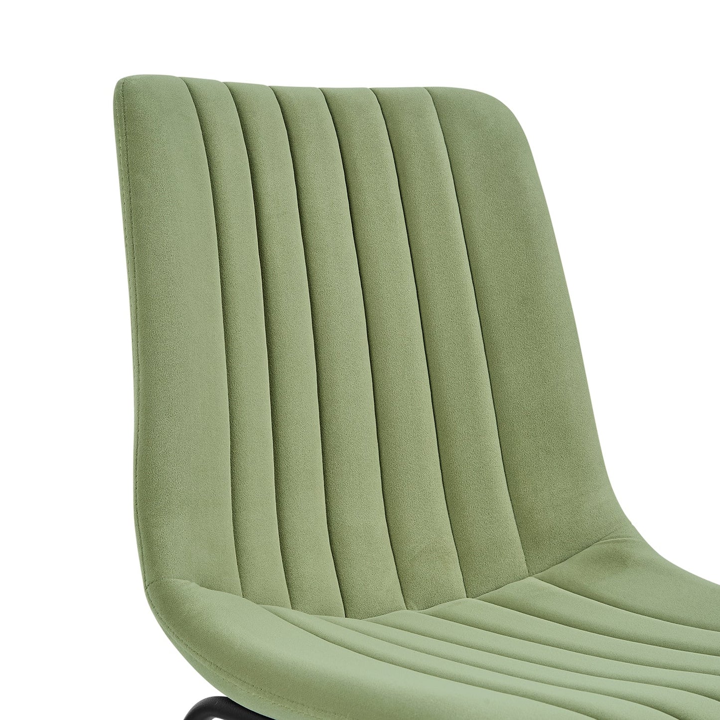 Ensemble de 2 chaises de salle à manger cannelées en velours vert sauge Sutton avec cadre en métal