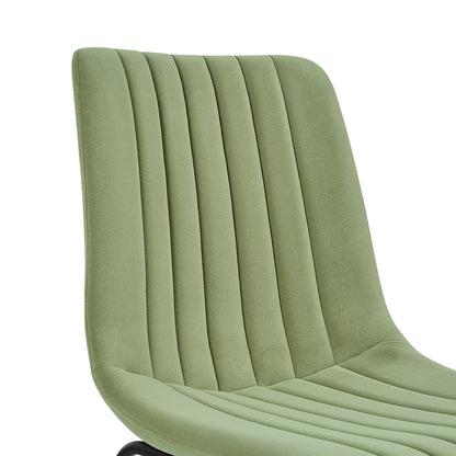 Ensemble de 2 chaises de salle à manger cannelées en velours vert sauge Sutton avec cadre en métal