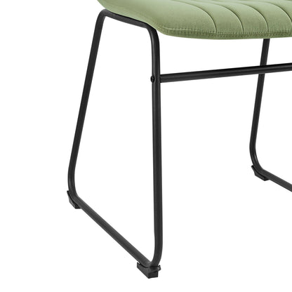 Ensemble de 2 chaises de salle à manger cannelées en velours vert sauge Sutton avec cadre en métal