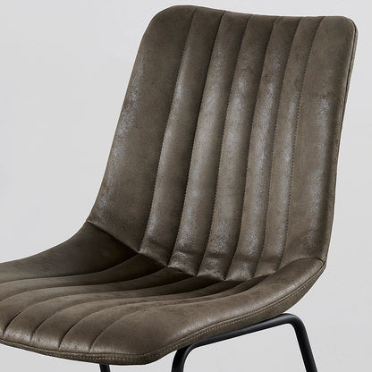 Ensemble de 2 chaises de salle à manger cannelées Sutton en cuir vegan avec structure en métal (gris acier)