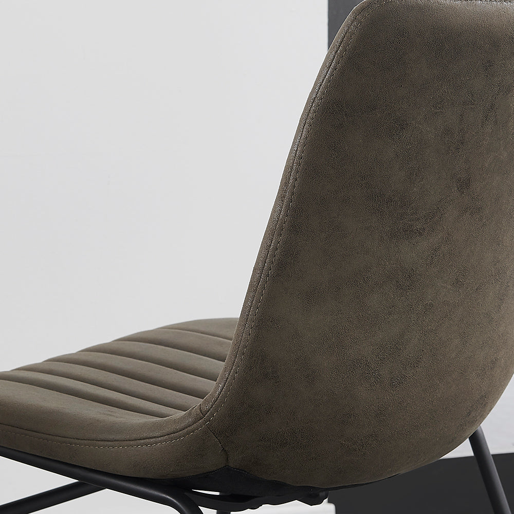 Ensemble de 2 chaises de salle à manger cannelées Sutton en cuir vegan avec structure en métal (gris acier)