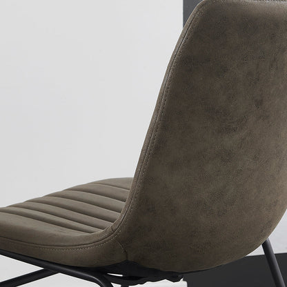 Ensemble de 2 chaises de salle à manger cannelées Sutton en cuir vegan avec structure en métal (gris acier)