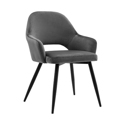 Chaise de salle à manger Belvoir en velours avec pieds en métal (velours gris)