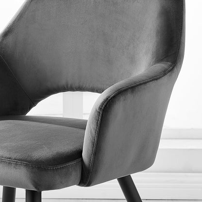 Chaise de salle à manger Belvoir en velours avec pieds en métal (velours gris)