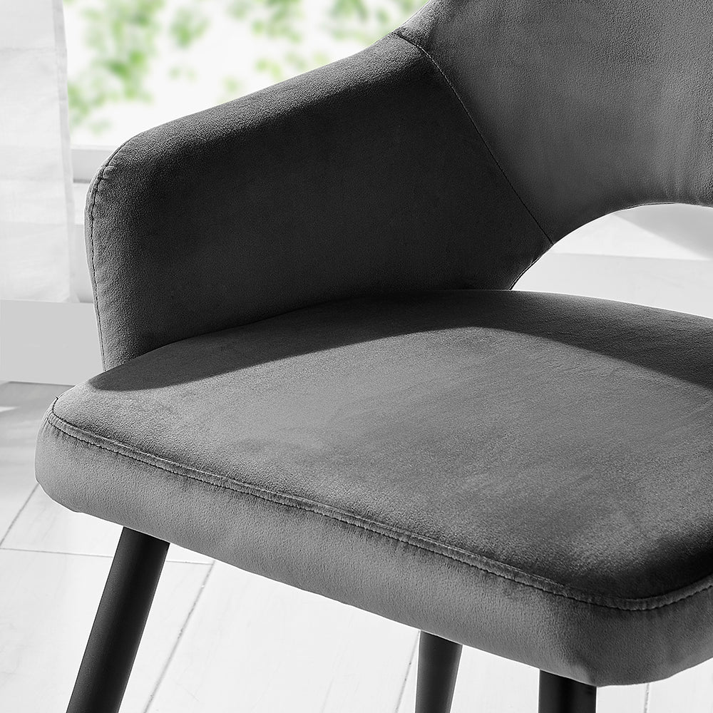 Chaise de salle à manger Belvoir en velours avec pieds en métal (velours gris)
