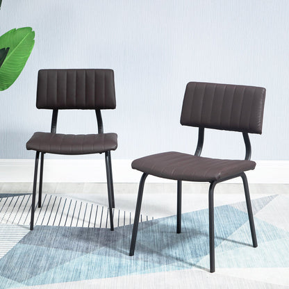 Ensemble de 2 chaises de salle à manger cannelées Charlecote (PU marron foncé)