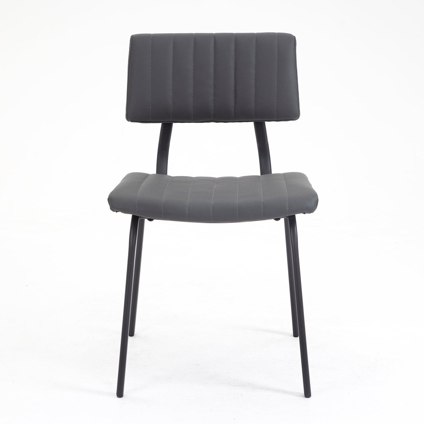 Ensemble de 2 chaises de salle à manger cannelées Charlecote (PU gris foncé)