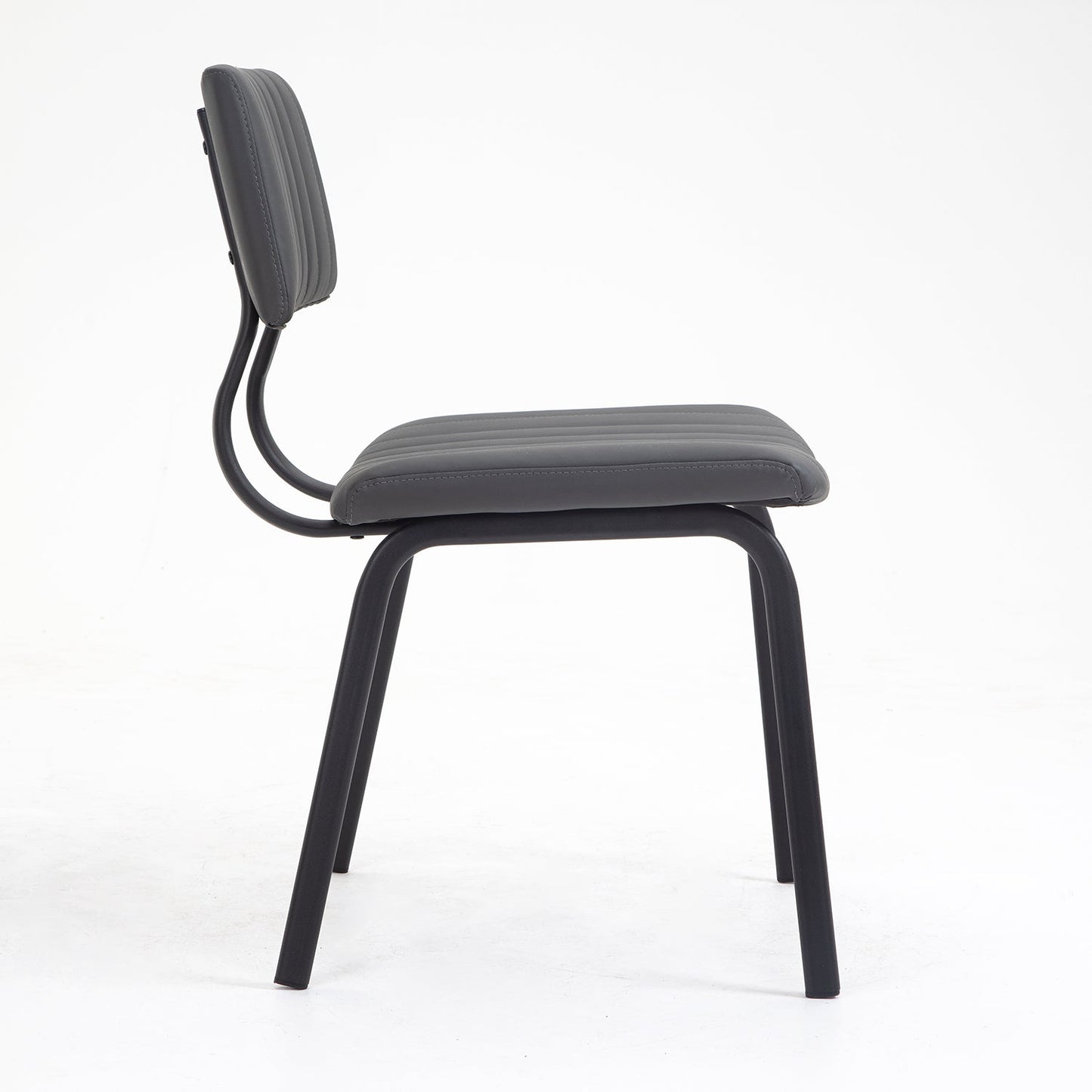 Ensemble de 2 chaises de salle à manger cannelées Charlecote (PU gris foncé)