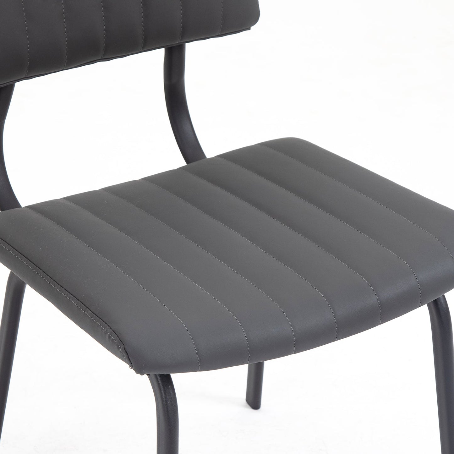 Ensemble de 2 chaises de salle à manger cannelées Charlecote (PU gris foncé)