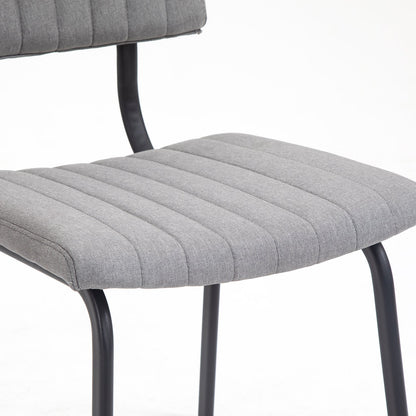 Ensemble de 2 chaises de salle à manger cannelées Charlecote (lin gris clair)