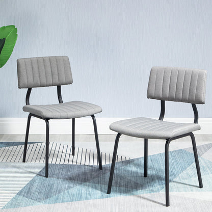 Ensemble de 2 chaises de salle à manger cannelées Charlecote (lin gris clair)