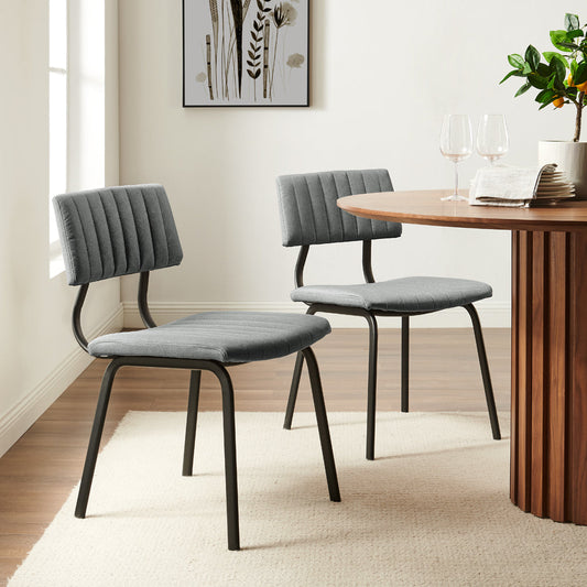 Ensemble de 2 chaises de salle à manger cannelées Charlecote (lin gris clair)