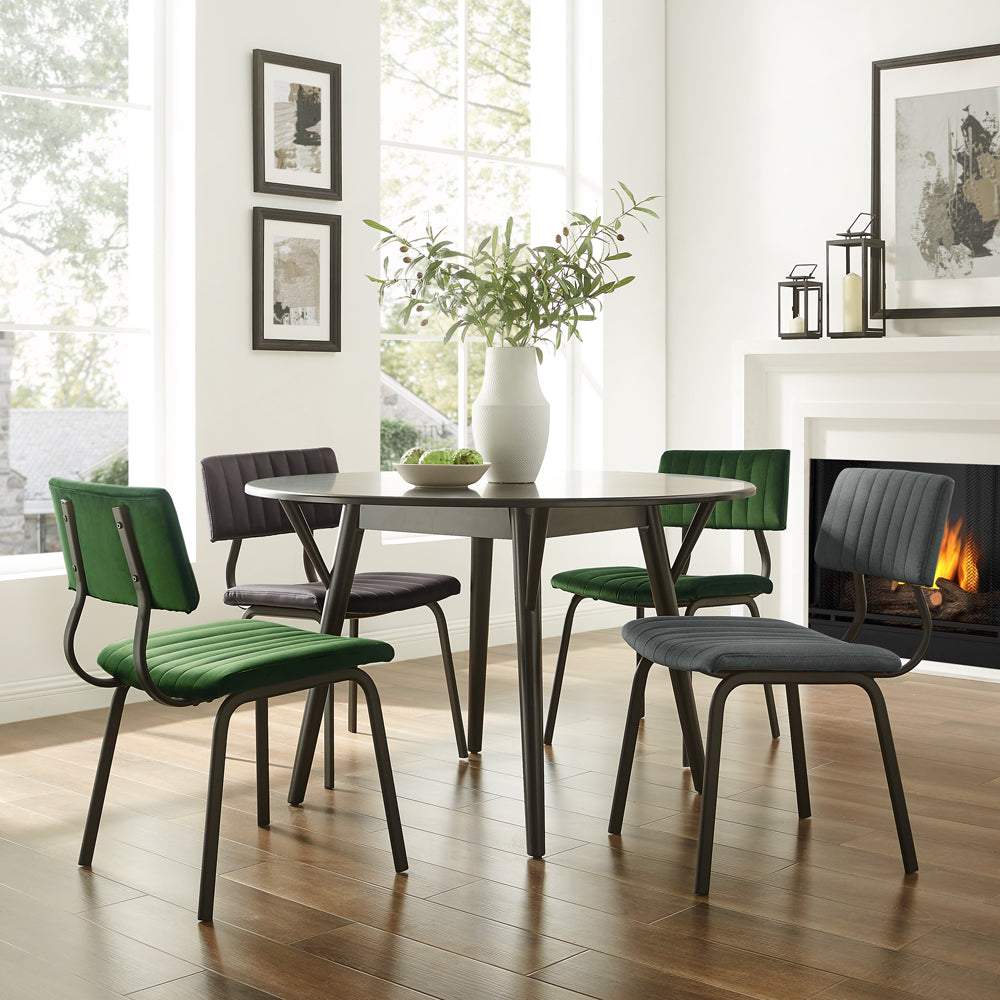 Ensemble de 2 chaises de salle à manger cannelées Charlecote (lin gris clair)