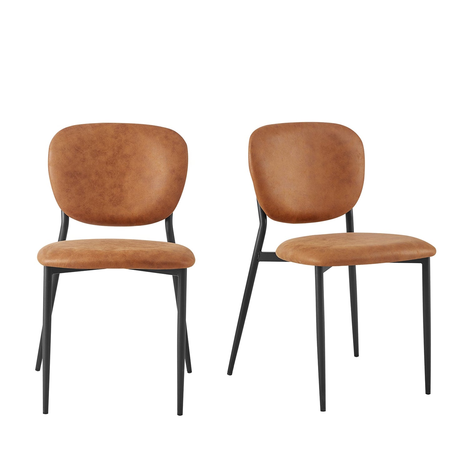 Lot de 2 chaises de salle à manger Kelmarsh en cuir vegan couleur cognac