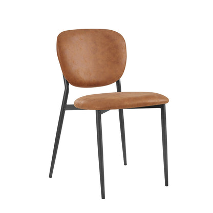 Lot de 2 chaises de salle à manger Kelmarsh en cuir vegan couleur cognac