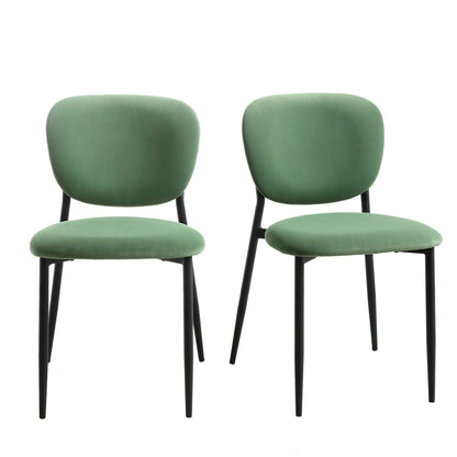 Ensemble de 2 chaises de salle à manger rembourrées en velours vert gazon Kelmarsh