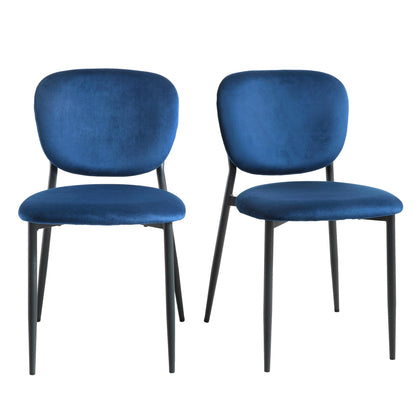 Ensemble de 2 chaises de salle à manger rembourrées en velours bleu marine Kelmarsh