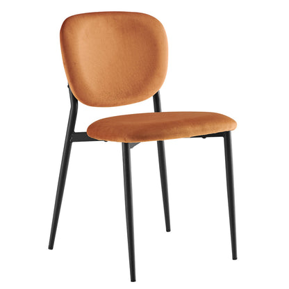 Ensemble de 2 chaises de salle à manger rembourrées en velours orange Kelmarsh