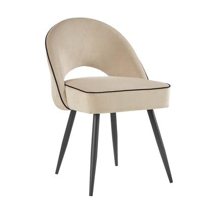 Ensemble de 2 chaises de salle à manger Oakley en velours champagne avec passepoil contrasté