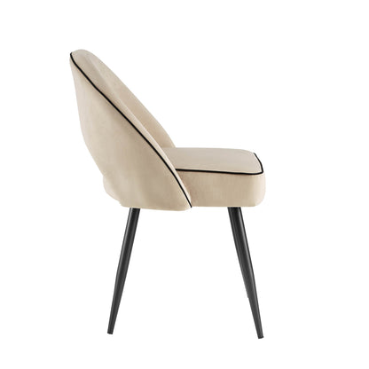 Ensemble de 2 chaises de salle à manger Oakley en velours champagne avec passepoil contrasté