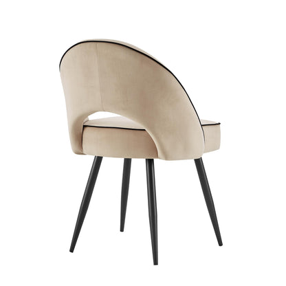 Ensemble de 2 chaises de salle à manger Oakley en velours champagne avec passepoil contrasté
