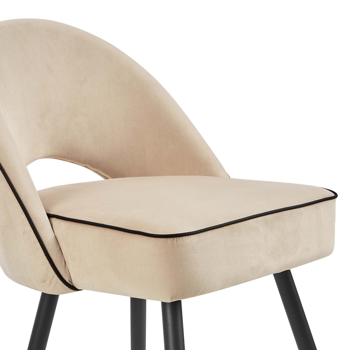 Ensemble de 2 chaises de salle à manger Oakley en velours champagne avec passepoil contrasté