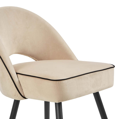 Ensemble de 2 chaises de salle à manger Oakley en velours champagne avec passepoil contrasté