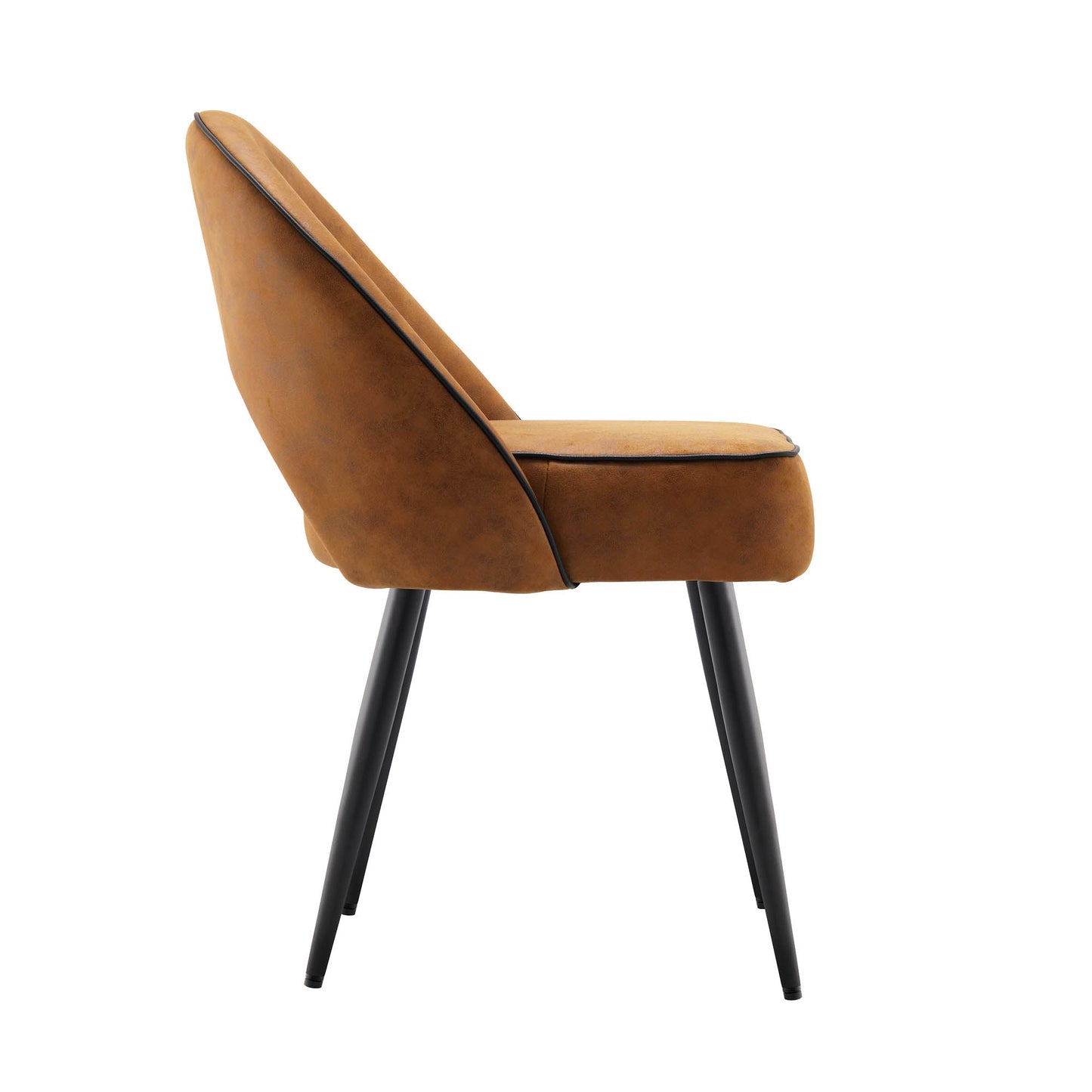 Ensemble de 2 chaises de salle à manger Oakley en cuir vegan couleur cognac avec passepoil