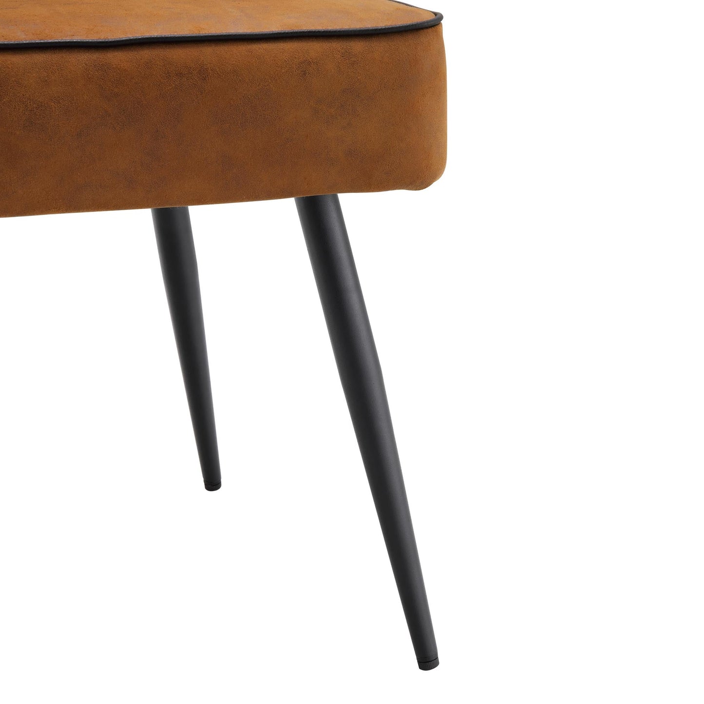 Ensemble de 2 chaises de salle à manger Oakley en cuir vegan couleur cognac avec passepoil