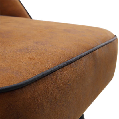 Ensemble de 2 chaises de salle à manger Oakley en cuir vegan couleur cognac avec passepoil