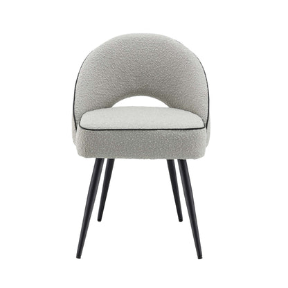 Ensemble de 2 chaises de salle à manger Oakley en tissu gris bouclé avec passepoil