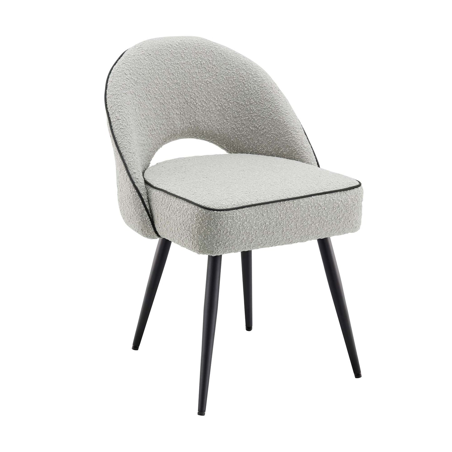 Ensemble de 2 chaises de salle à manger Oakley en tissu gris bouclé avec passepoil