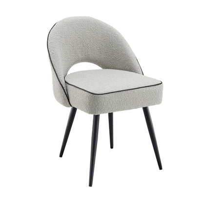 Ensemble de 2 chaises de salle à manger Oakley en tissu gris bouclé avec passepoil