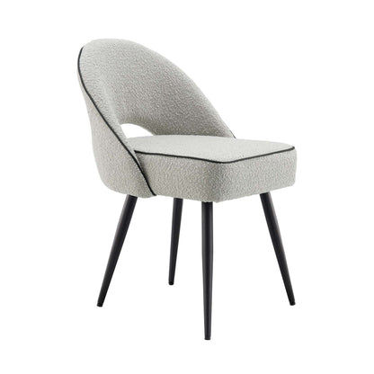 Ensemble de 2 chaises de salle à manger Oakley en tissu gris bouclé avec passepoil