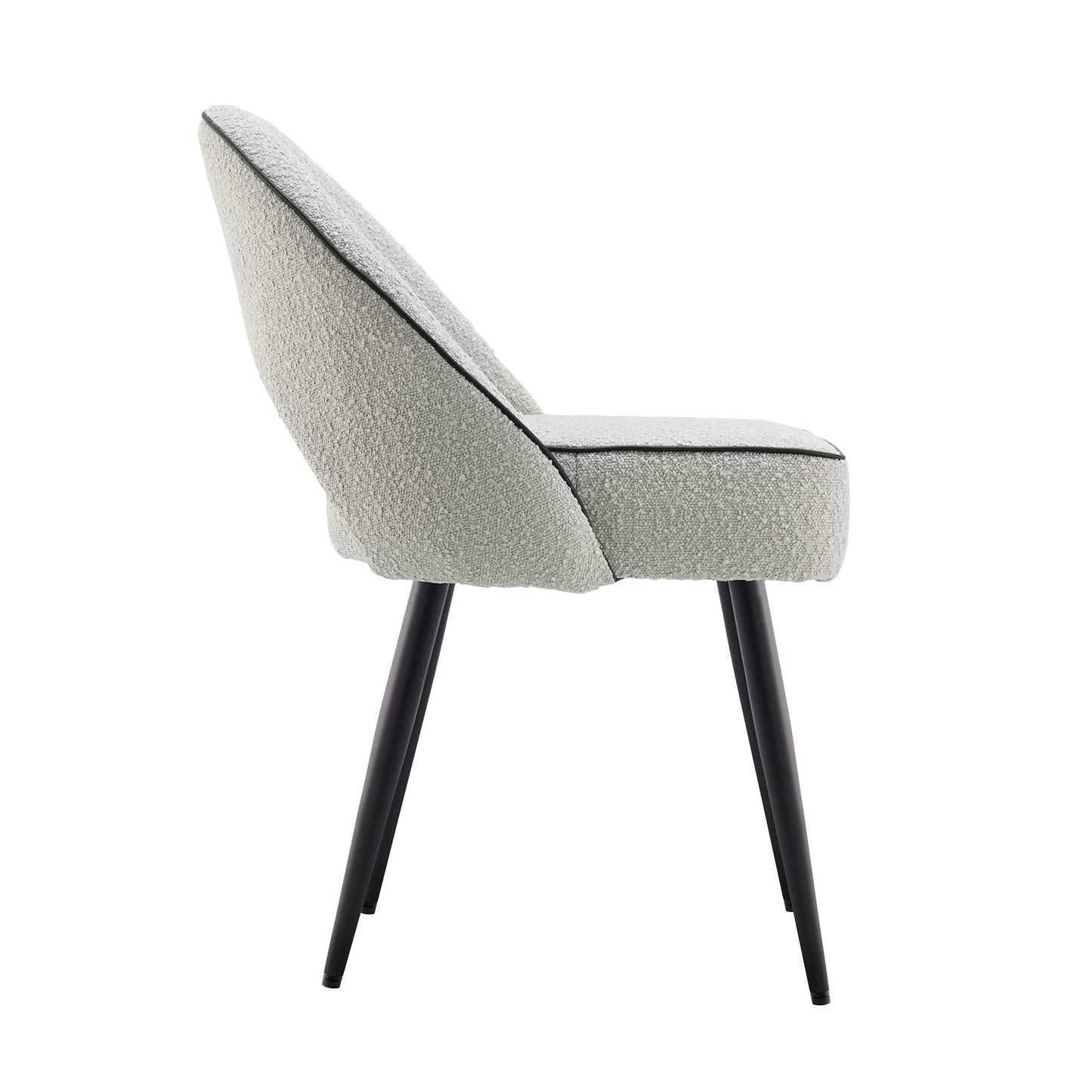 Ensemble de 2 chaises de salle à manger Oakley en tissu gris bouclé avec passepoil