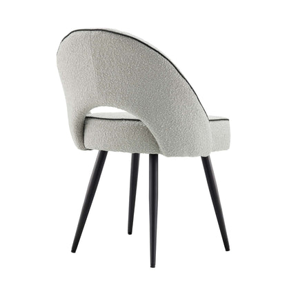 Ensemble de 2 chaises de salle à manger Oakley en tissu gris bouclé avec passepoil