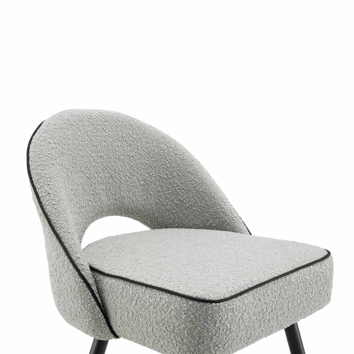 Ensemble de 2 chaises de salle à manger Oakley en tissu gris bouclé avec passepoil