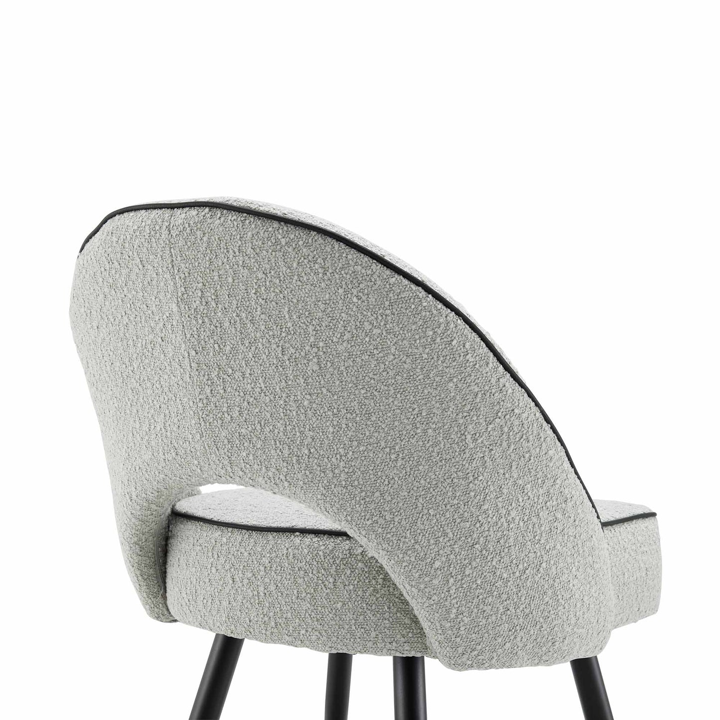 Ensemble de 2 chaises de salle à manger Oakley en tissu gris bouclé avec passepoil