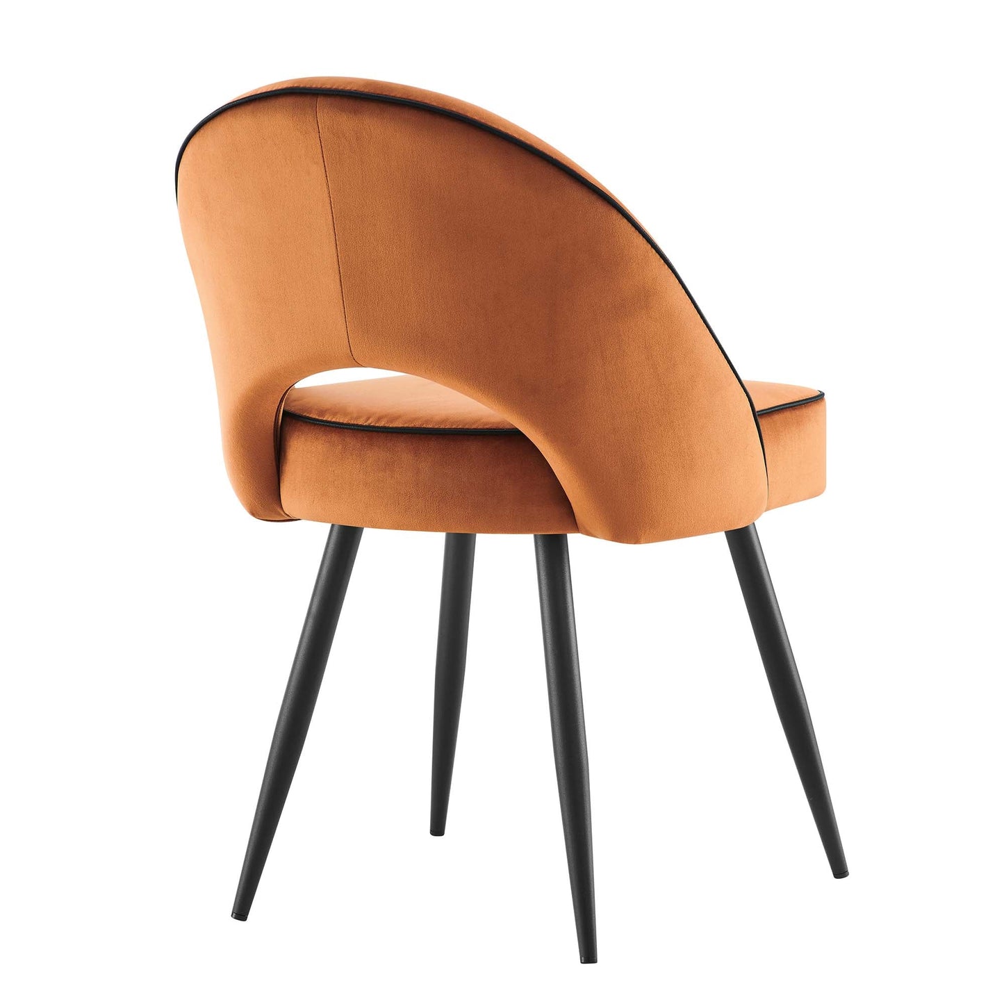 Ensemble de 2 chaises de salle à manger Oakley en velours orange avec passepoil contrasté