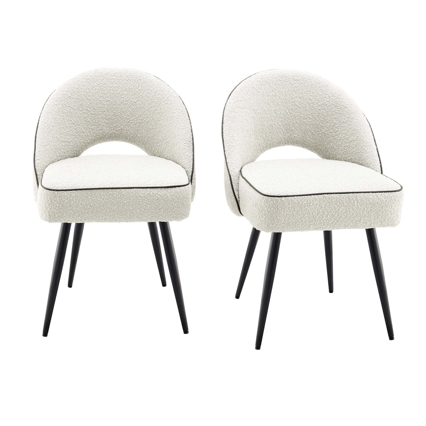 Ensemble de 2 chaises de salle à manger Oakley blanches rembourrées avec passepoil