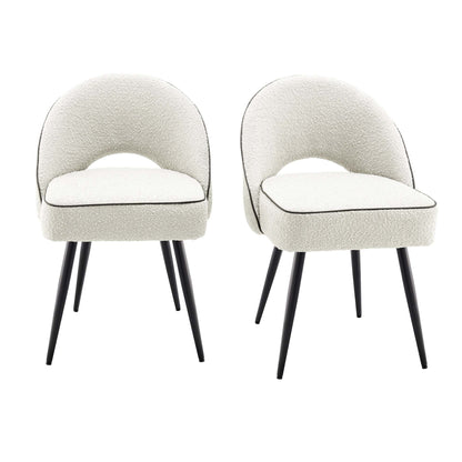 Ensemble de 2 chaises de salle à manger Oakley blanches rembourrées avec passepoil