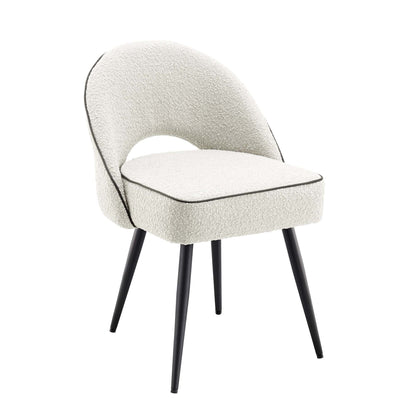 Ensemble de 2 chaises de salle à manger Oakley blanches rembourrées avec passepoil